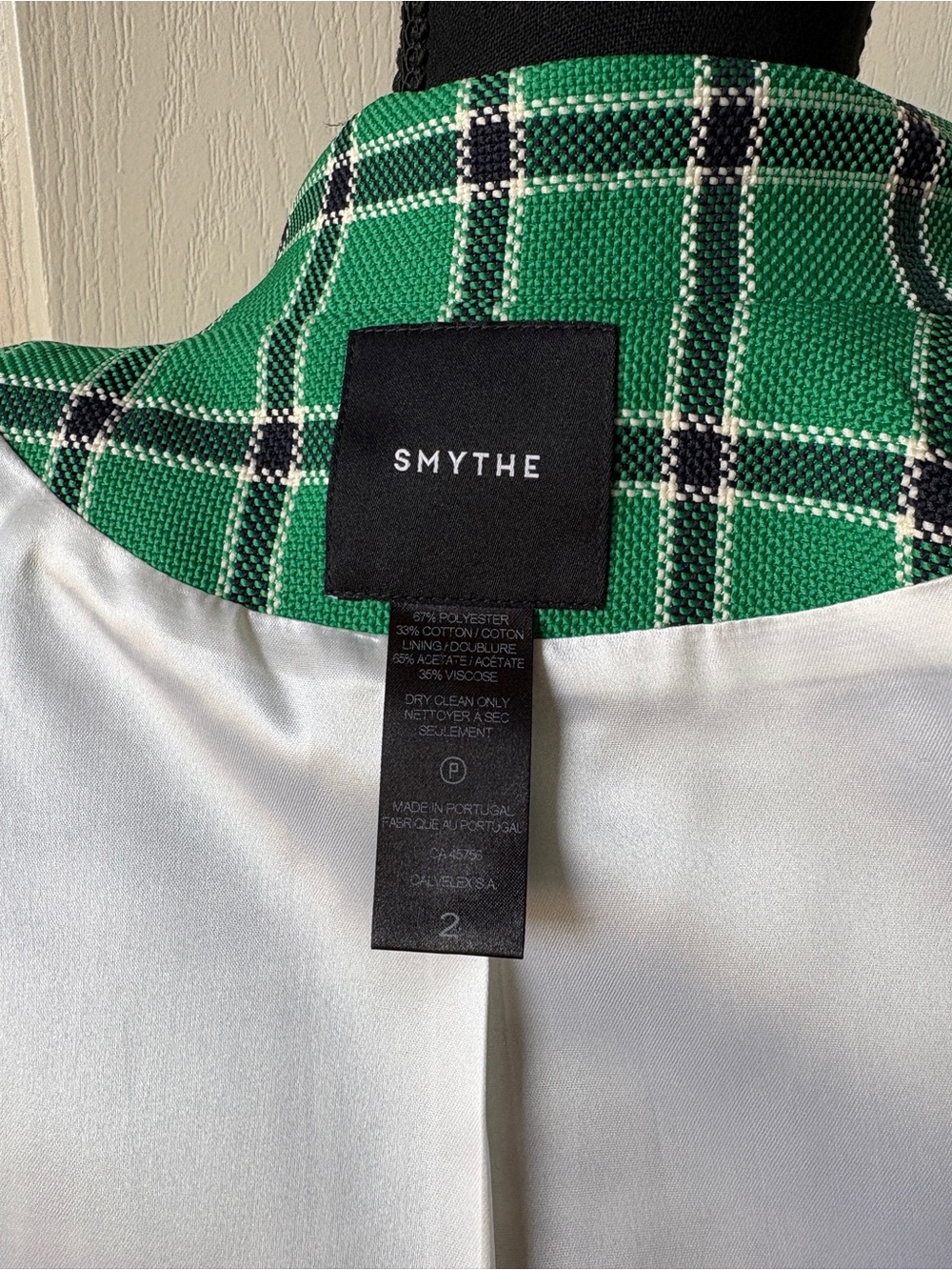 Smythe Green Plaid Tailored Women's Blazer - Picture 6 of 6